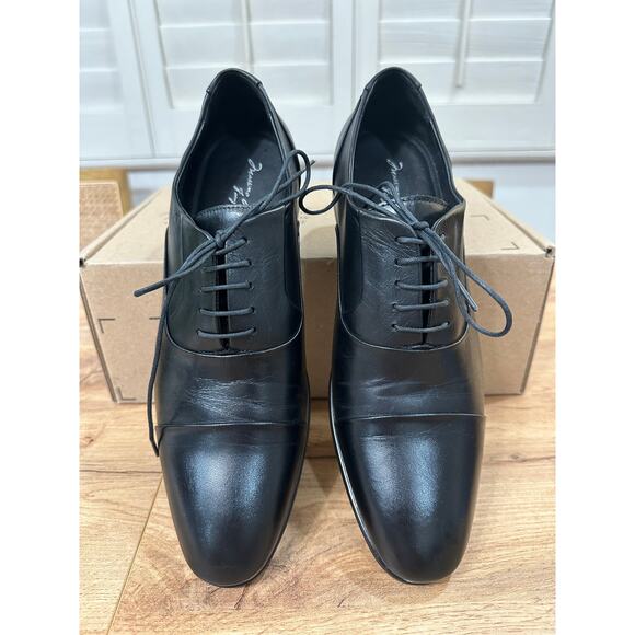 Massimo Matteo Oxford Cap Toe Ball Classic Dress Shoe Black Leather Size 8 NWOB main image 12
